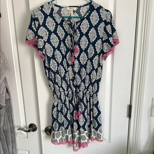 Matilda Jane Blue and White Floral romper Sz small.